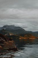 coucher de soleil en Norvège sur un fjord