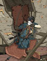 geisha samouraï avec arc et katana.