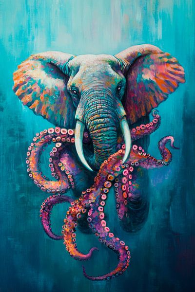 L'éléphant et la pieuvre réunis par Poster Art Shop