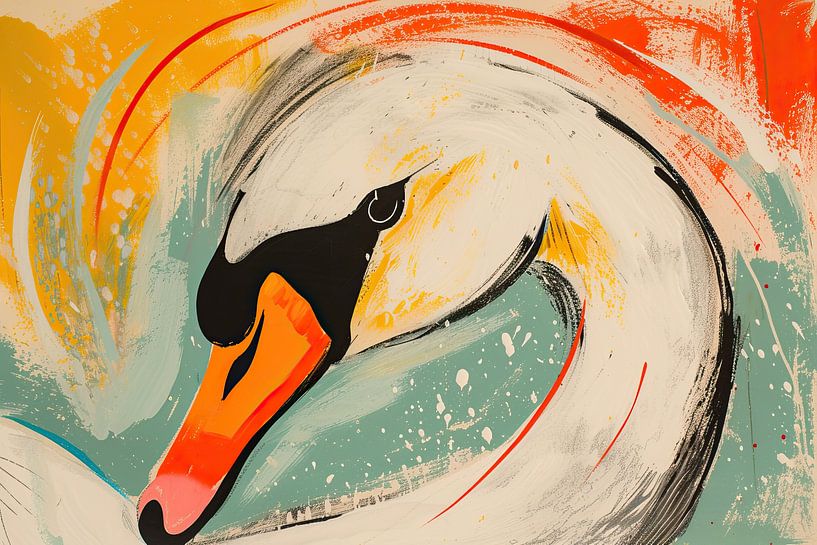 Modern Swan Art by Art Whims
