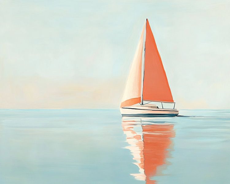 Voilier eau | Joyeux voilier en été par Peintures accrocheuses