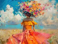 Floral Woman | Hidden Gaze Among Floral Hues