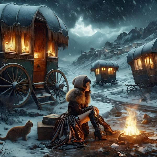 drei altmodische Caravans im Gebirge von Nick Wendt