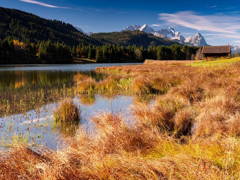 Autumn mood at the Geroldsee with a view of the Zugspitze by Andreas Müller