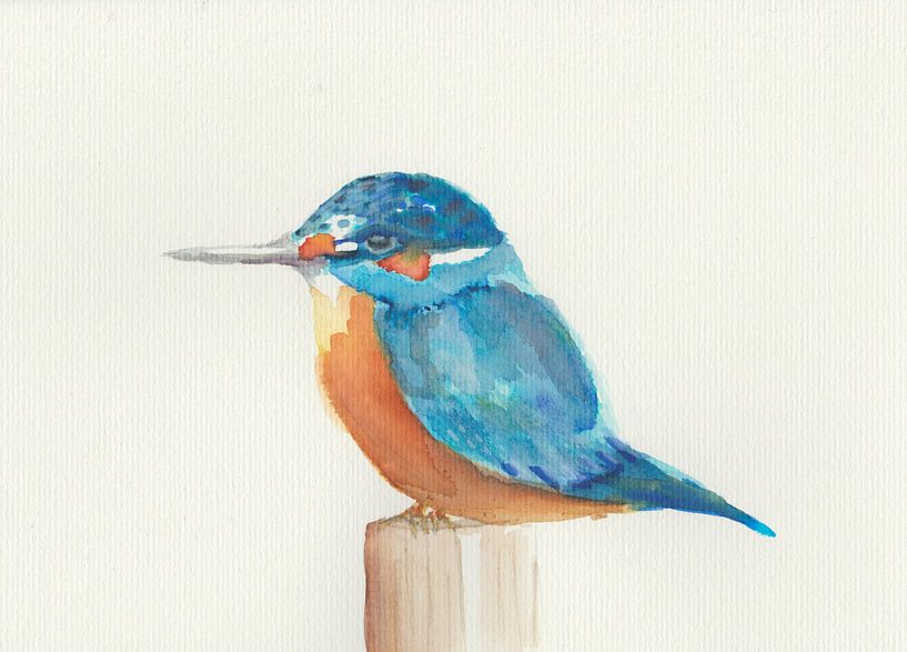 Watercolor kingfisher by Yvette Stevens