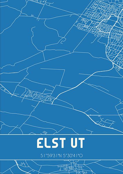 Blueprint | Carte | Elst Ut (Utrecht) par Affiches de lieux