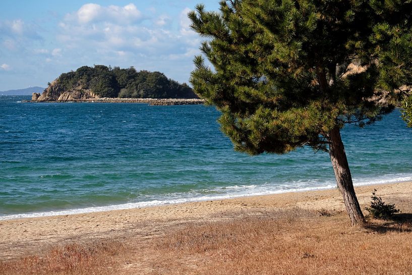 Vue de la plage sur la côte de l'île de Naoshima, Japon par Lensw0rld