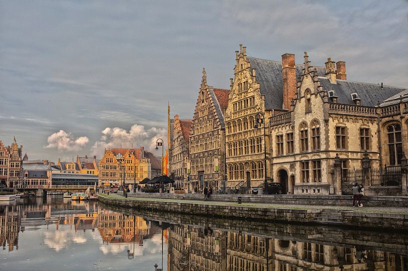 The Graslei in Ghent at sunset by Patricia Hofmeester