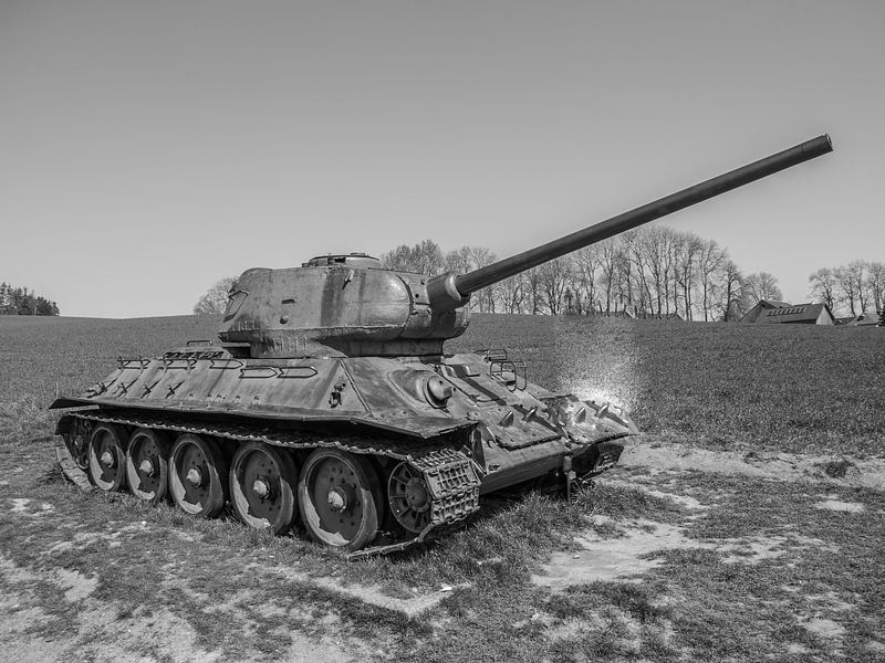 Char russe T-34 Noir Blanc Photographie par Animaflora PicsStock