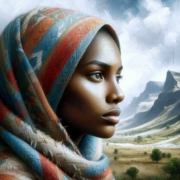 Woman North America in landscape 2 by Yvonne van Huizen