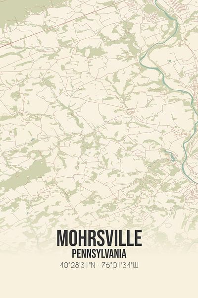 Carte ancienne de Mohrsville (Pennsylvanie), USA. par Affiches de lieux
