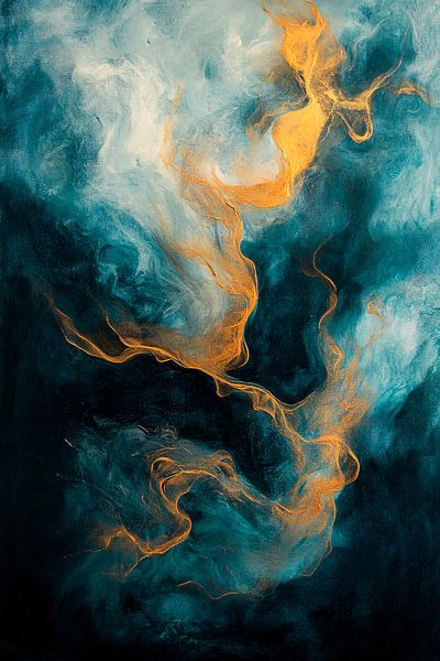 Œuvre d'art abstraite avec bleu et or par Imperial Art House