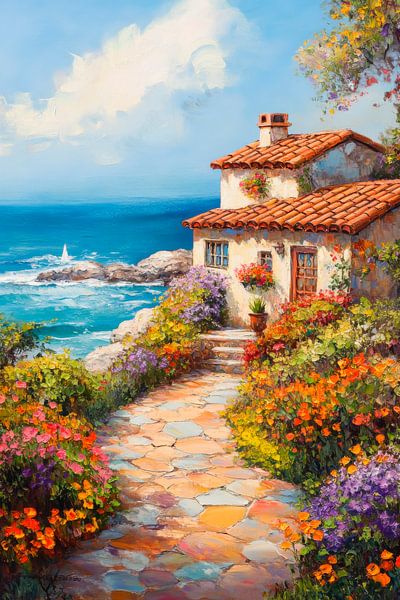 Flower path by the sea by Poster Art Shop