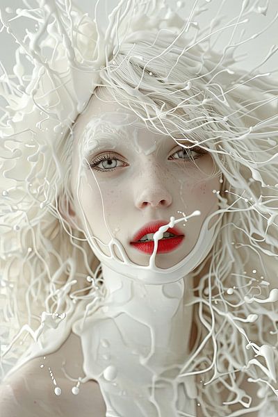 woman with dynamic milk hairdo by Egon Zitter