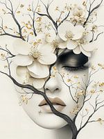 Mooie vrouw met witte bloesems