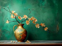Elegant Still life painting: Vase with almond blossom