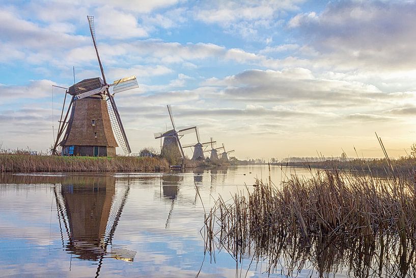Quiet morning kinderdike windmills by Joris Beudel