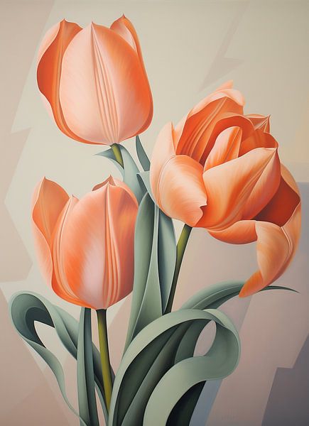 Rose saumon Tulip World par Peinture Abstraite