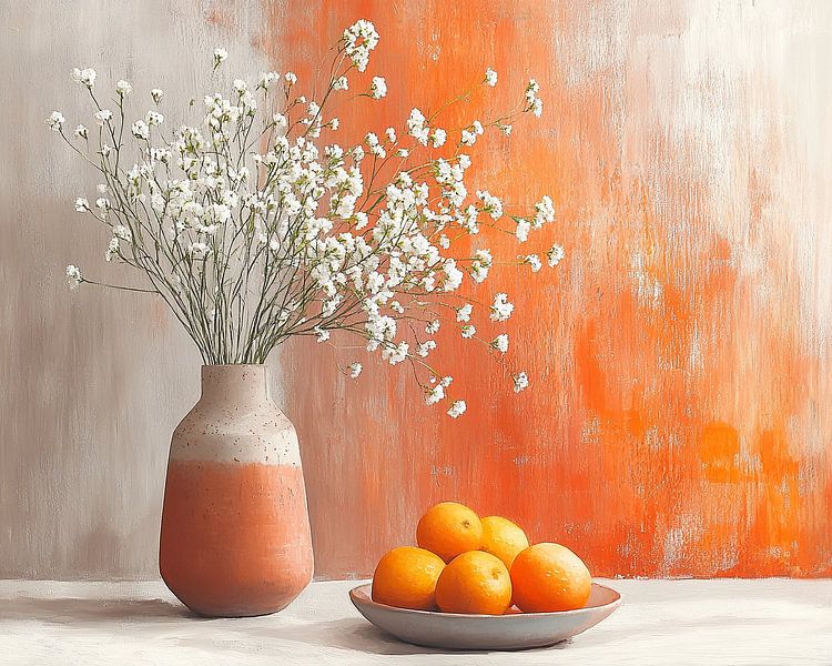 Modern Floral Still Life | Vase of Silence, Fruitful Hues by Art Whims