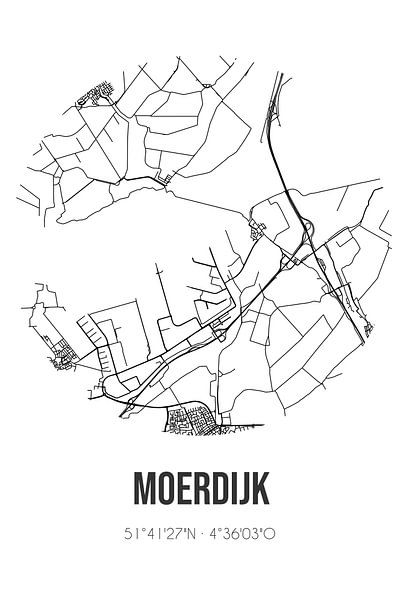 Moerdijk (Noord-Brabant) | Carte | Noir et blanc par Affiches de lieux