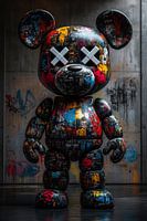Bold graffiti bear with X-eyes as artistic eye-catcher