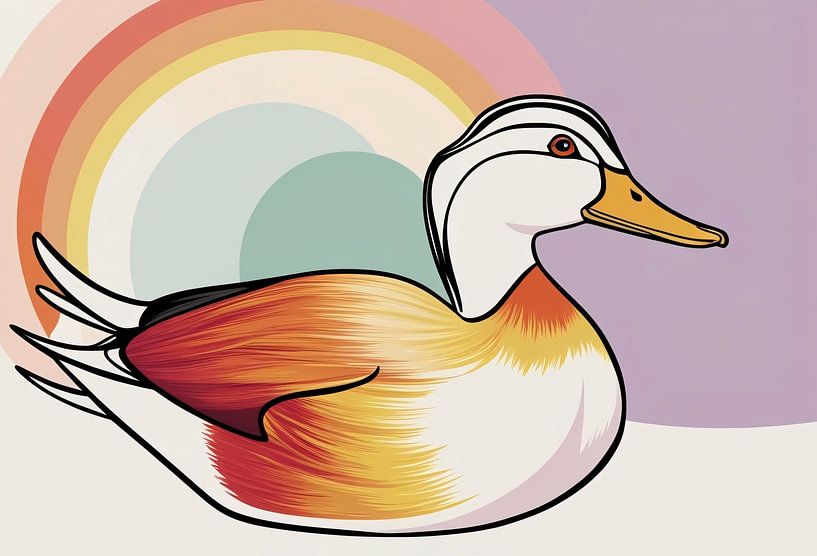 Ente mit abstraktem Regenbogen von Art & Soul Creations
