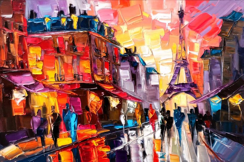 Abstrait coloré ville rue Paris par Art & Soul Creations