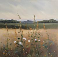 Fleurs sauvages dans un champ (peinture à l'huile)