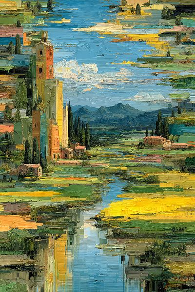 art abstrait avec paysage en couleur par Egon Zitter