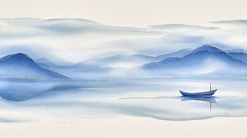 Boat on still water by Frank Heinz