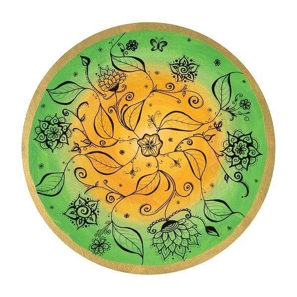 Mandala &quot;Fröhliches Naturspiel&quot; handgemalt by Sylvia Polis