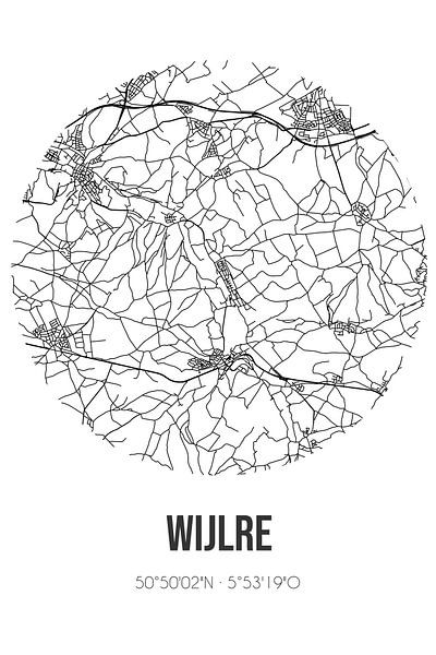 Wijlre (Limburg) | Karte | Schwarz und weiß von Ortsdrucke