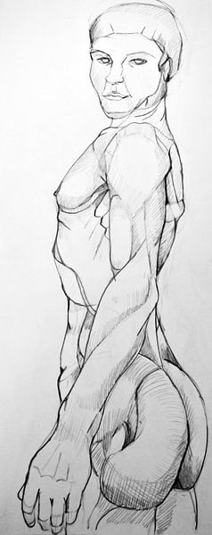 Drawing of a man figure in black and white. by Therese Brals