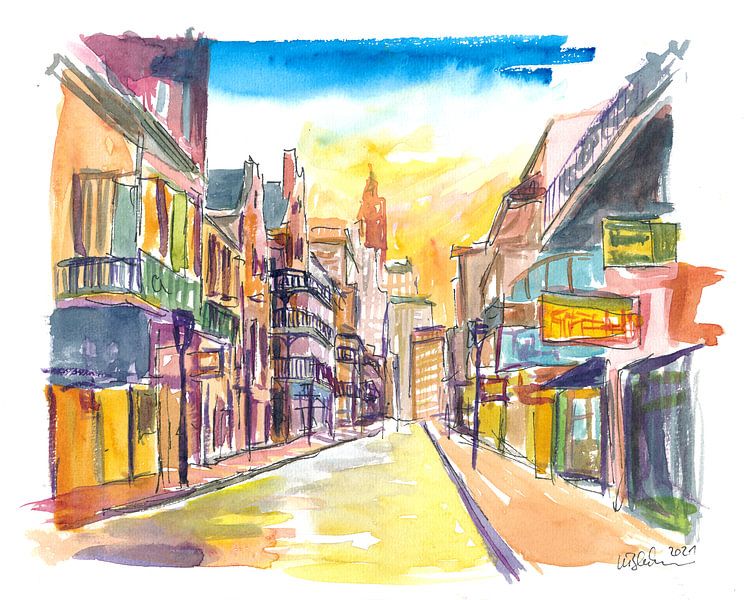 New Orleans Bourbon Street Scene at Sunrise by Markus Bleichner
