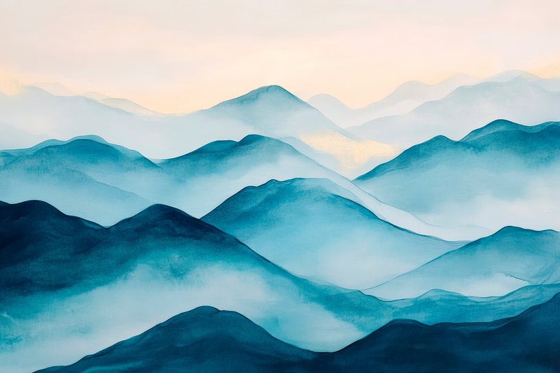 Douces collines dans les tons bleus par Poster Art Shop