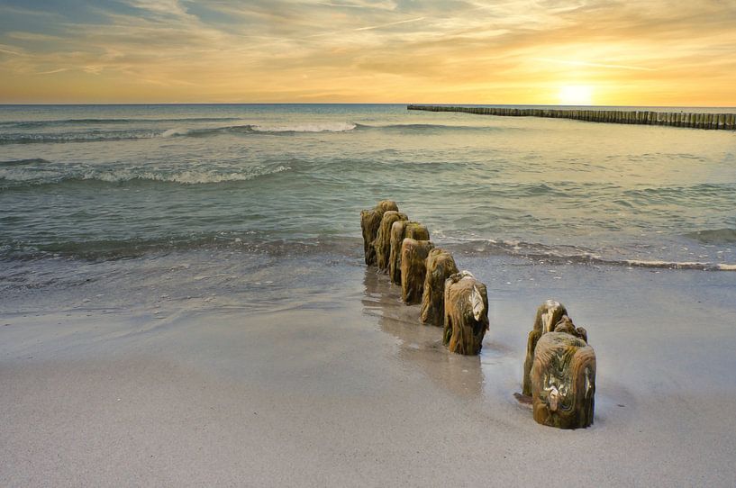 Coucher de soleil sur la plage de Zingst, romantique par Martin Köbsch
