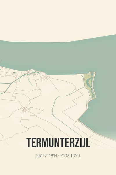 Carte ancienne de Termunterzijl (Groningen) par Affiches de lieux