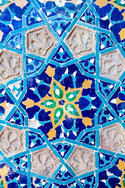 Azure blue mosaic wall of the Juma mosque in Tbilisi, Georgia by WorldWidePhotoWeb