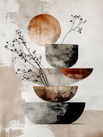 Minimalist abstract artwork in earth tones, Japandi & Scandinavian style
