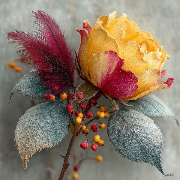 fleur jaune avec de l'eau et du glaçage par Gelissen Artworks