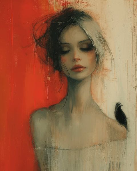 Portrait &quot;Me and my bird&quot; by Carla Van Iersel