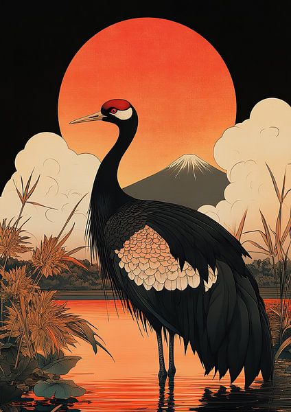 Impression d'art japonaise "La grue intemporelle&amp;quot ; par Niklas Maximilian