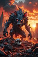 VORLYX: Ein Rattenmutant vor dem Totenkopf eines Menschen