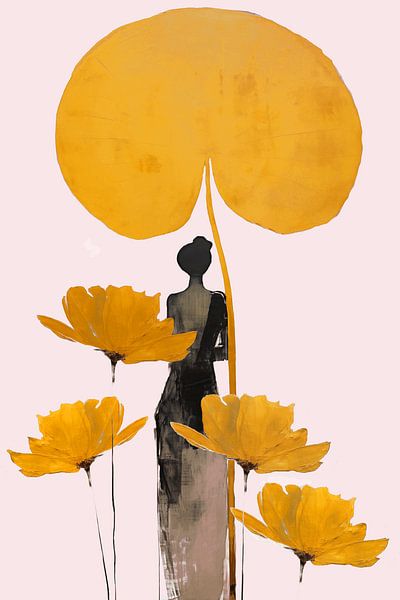 Japandi, Vrouw en Lotus in Goud van Caroline Guerain