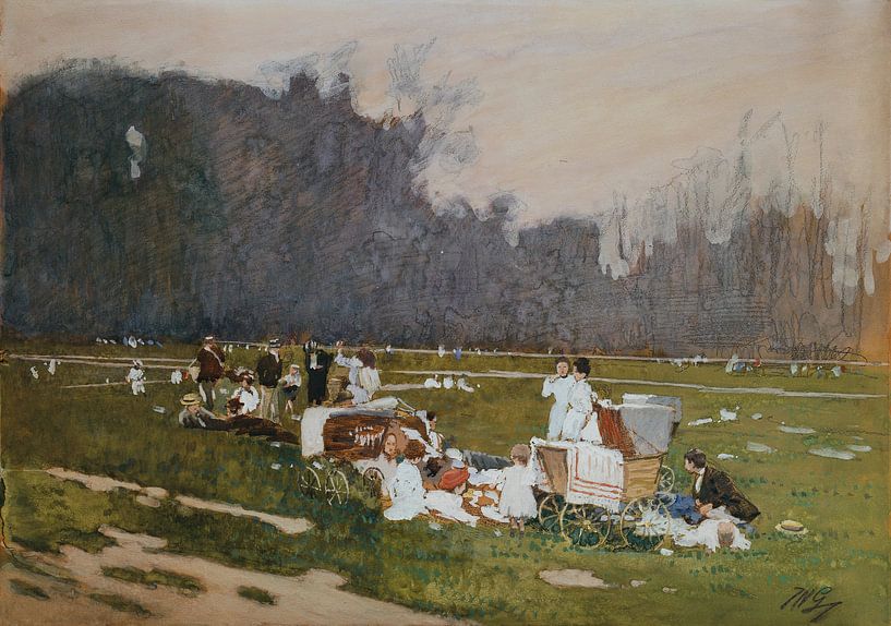 Johann Nepomuk Geller, Auf der Wiese, 1901 von Atelier Liesjes