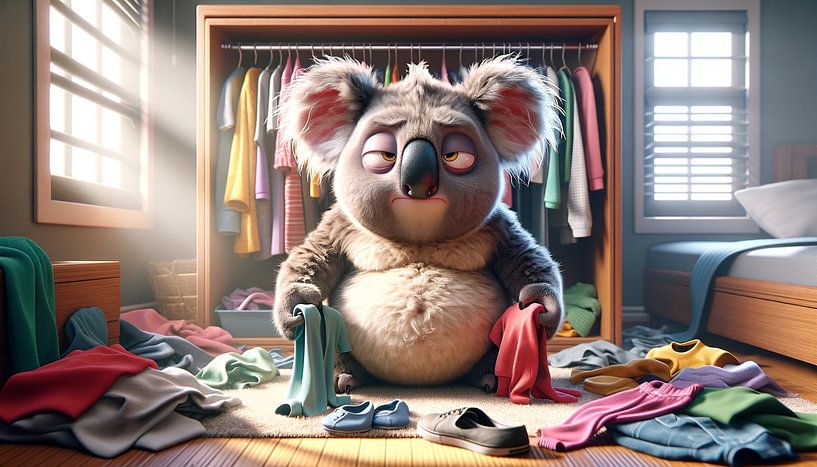 Le koala se bat avec des vêtements par artefacti