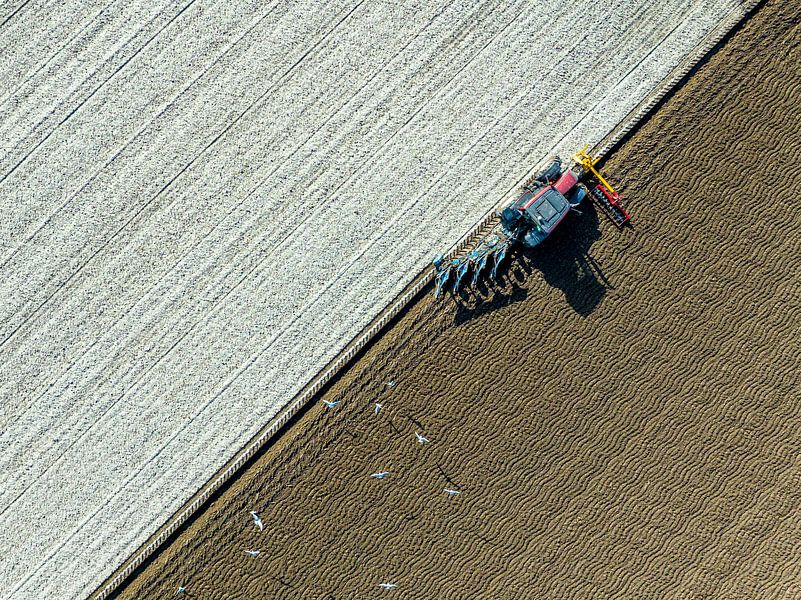 Tracteur labourant le sol pour planter des cultures par Sjoerd van der Wal Photographie