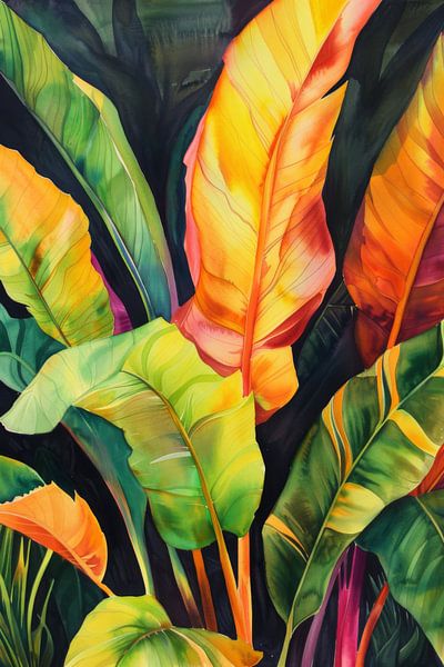Tropisches Farbenspiel der Blätter von Poster Art Shop