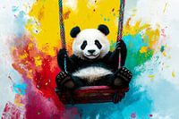 Panda auf bunter Schaukel