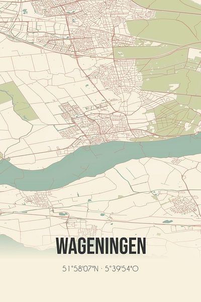 Carte ancienne de Wageningen (Gueldre) par Affiches de lieux